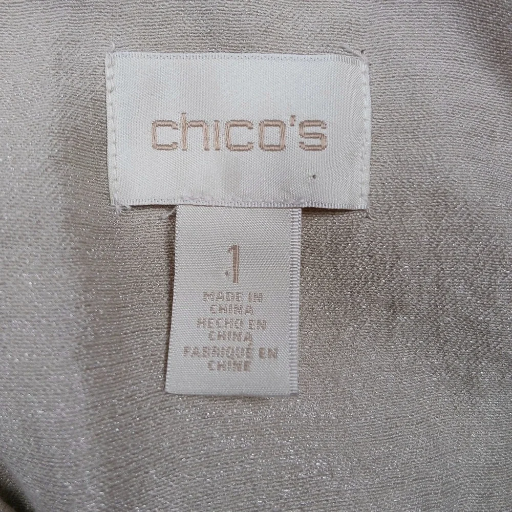 Chico's Utility Jacket Women's Size 1‎ Beige Drawstring Waist Zip Front